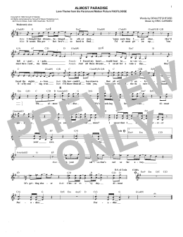 page one of Almost Paradise (Lead Sheet / Fake Book)