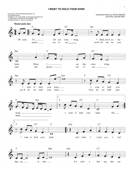 page one of I Want To Hold Your Hand (Easy Lead Sheet / Fake Book)