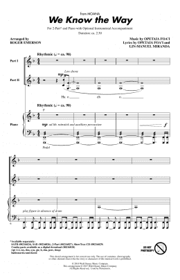page one of We Know The Way (from Moana) (arr. Roger Emerson) (2-Part Choir)