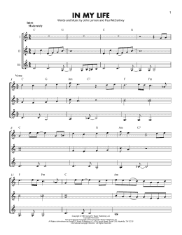 page one of In My Life (Guitar Ensemble)