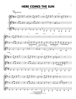 page one of Here Comes The Sun (Guitar Ensemble)