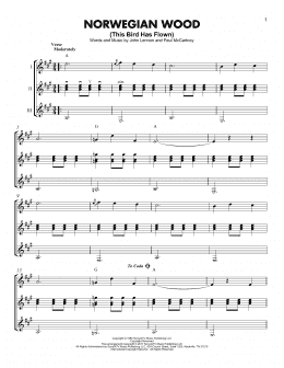 page one of Norwegian Wood (This Bird Has Flown) (Guitar Ensemble)