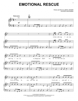 page one of Emotional Rescue (Piano, Vocal & Guitar Chords (Right-Hand Melody))