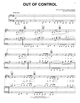 page one of Out Of Control (Piano, Vocal & Guitar Chords (Right-Hand Melody))