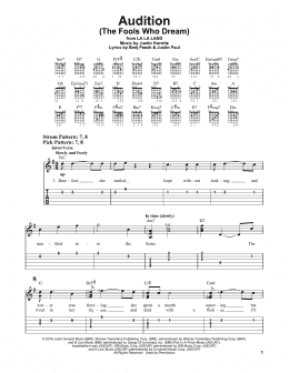 page one of Audition (The Fools Who Dream) (from La La Land) (Easy Guitar Tab)