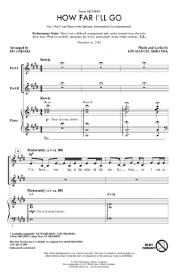 page one of How Far I'll Go (from Moana) (arr. Ed Lojeski) (2-Part Choir)