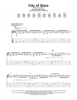 page one of City Of Stars (from La La Land) (Easy Guitar Tab)