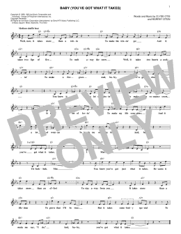 page one of Baby (You've Got What It Takes) (Lead Sheet / Fake Book)