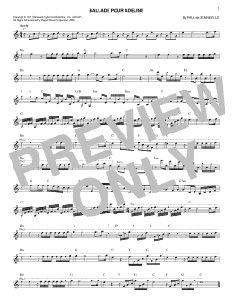 page one of Ballade Pour Adeline (Lead Sheet / Fake Book)