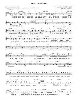 page one of Beast Of Burden (Lead Sheet / Fake Book)