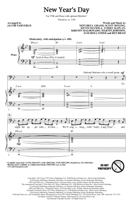 page one of New Year's Day (TTBB Choir)