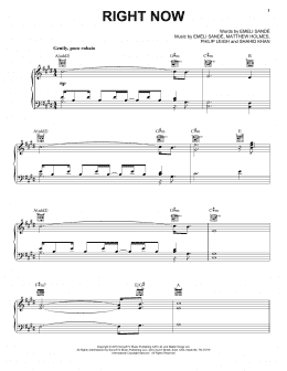 page one of Right Now (Piano, Vocal & Guitar Chords (Right-Hand Melody))
