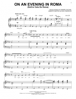 page one of On An Evening In Roma (Sotter Celo De Roma) (Piano & Vocal)