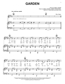 page one of Garden (Piano, Vocal & Guitar Chords (Right-Hand Melody))