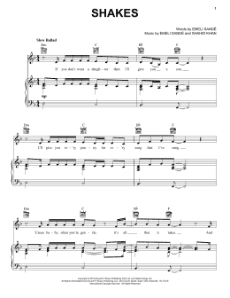 page one of Shakes (Piano, Vocal & Guitar Chords (Right-Hand Melody))