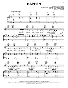 page one of Happen (Piano, Vocal & Guitar Chords (Right-Hand Melody))