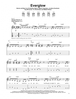 page one of Everglow (Easy Guitar Tab)