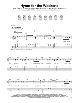page one of Hymn For The Weekend (Easy Guitar Tab)