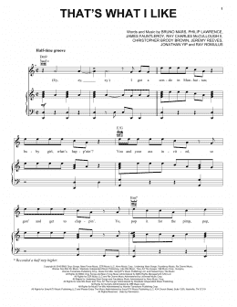 page one of That's What I Like (Piano, Vocal & Guitar Chords (Right-Hand Melody))