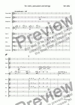 page one of for violin, percussion and strings