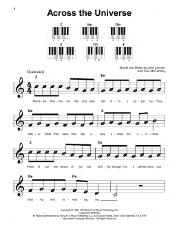 page one of Across The Universe (Super Easy Piano)