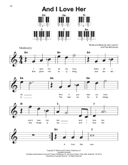 page one of And I Love Her (Super Easy Piano)