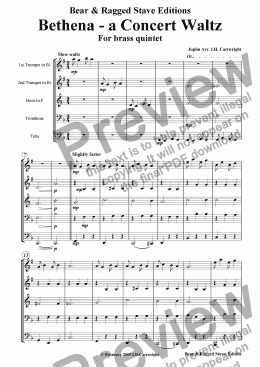 page one of Bethena - a concert waltz for brass quintet