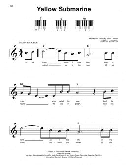 page one of Yellow Submarine (Super Easy Piano)