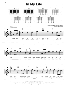 page one of In My Life (Super Easy Piano)