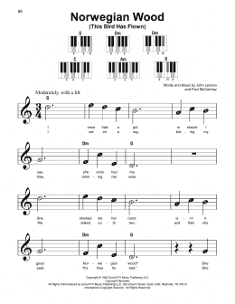 page one of Norwegian Wood (This Bird Has Flown) (Super Easy Piano)
