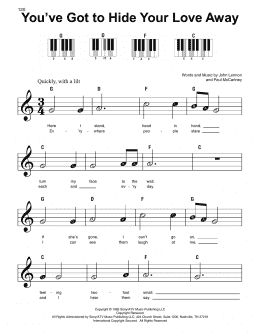 page one of You've Got To Hide Your Love Away (Super Easy Piano)