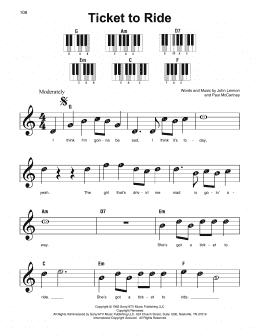 page one of Ticket To Ride (Super Easy Piano)