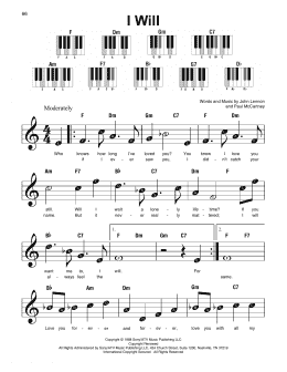 page one of I Will (Super Easy Piano)