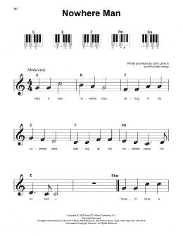 page one of Nowhere Man (Super Easy Piano)