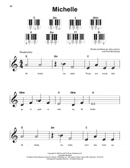 page one of Michelle (Super Easy Piano)