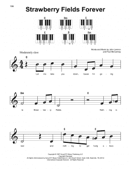 page one of Strawberry Fields Forever (Super Easy Piano)