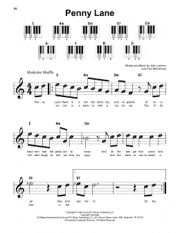 page one of Penny Lane (Super Easy Piano)