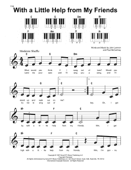 page one of With A Little Help From My Friends (Super Easy Piano)