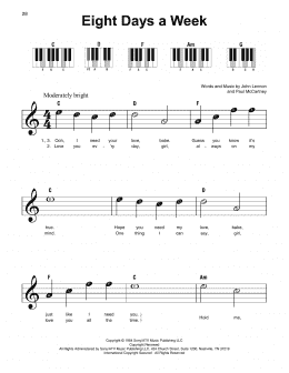 page one of Eight Days A Week (Super Easy Piano)