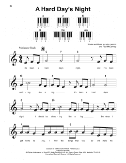 page one of A Hard Day's Night (Super Easy Piano)