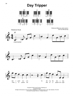 page one of Day Tripper (Super Easy Piano)