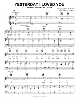 page one of Yesterday I Loved You (Piano, Vocal & Guitar Chords (Right-Hand Melody))
