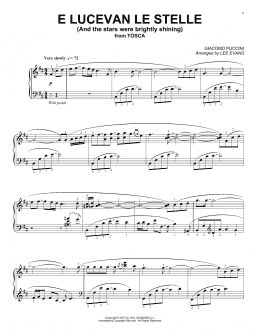 page one of E lucevan le stelle from Tosca (arr. Lee Evans) (Piano Solo)