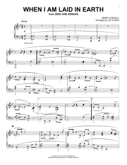 page one of When I Am Laid In Earth (arr. Lee Evans) (Piano Solo)
