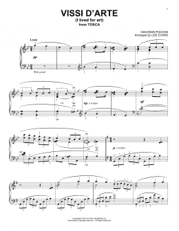 page one of Vissi D'arte (arr. Lee Evans) (Piano Solo)