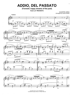 page one of Addio, Del Passatto (arr. Lee Evans) (Piano Solo)