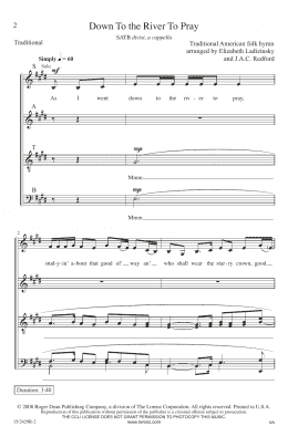 page one of Down To The River To Pray (SATB Choir)