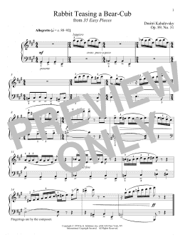 page one of Rabbit Teasing A Bear-Cub, Op. 89, No. 31 (Piano Solo)