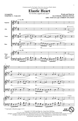 page one of Elastic Heart (feat. The Weeknd and Diplo) (arr. Timothy C. Takach) (SATB Choir)
