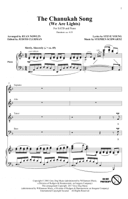 page one of The Chanukah Song (We Are Lights) (arr. Ryan Nowlin) (SATB Choir)